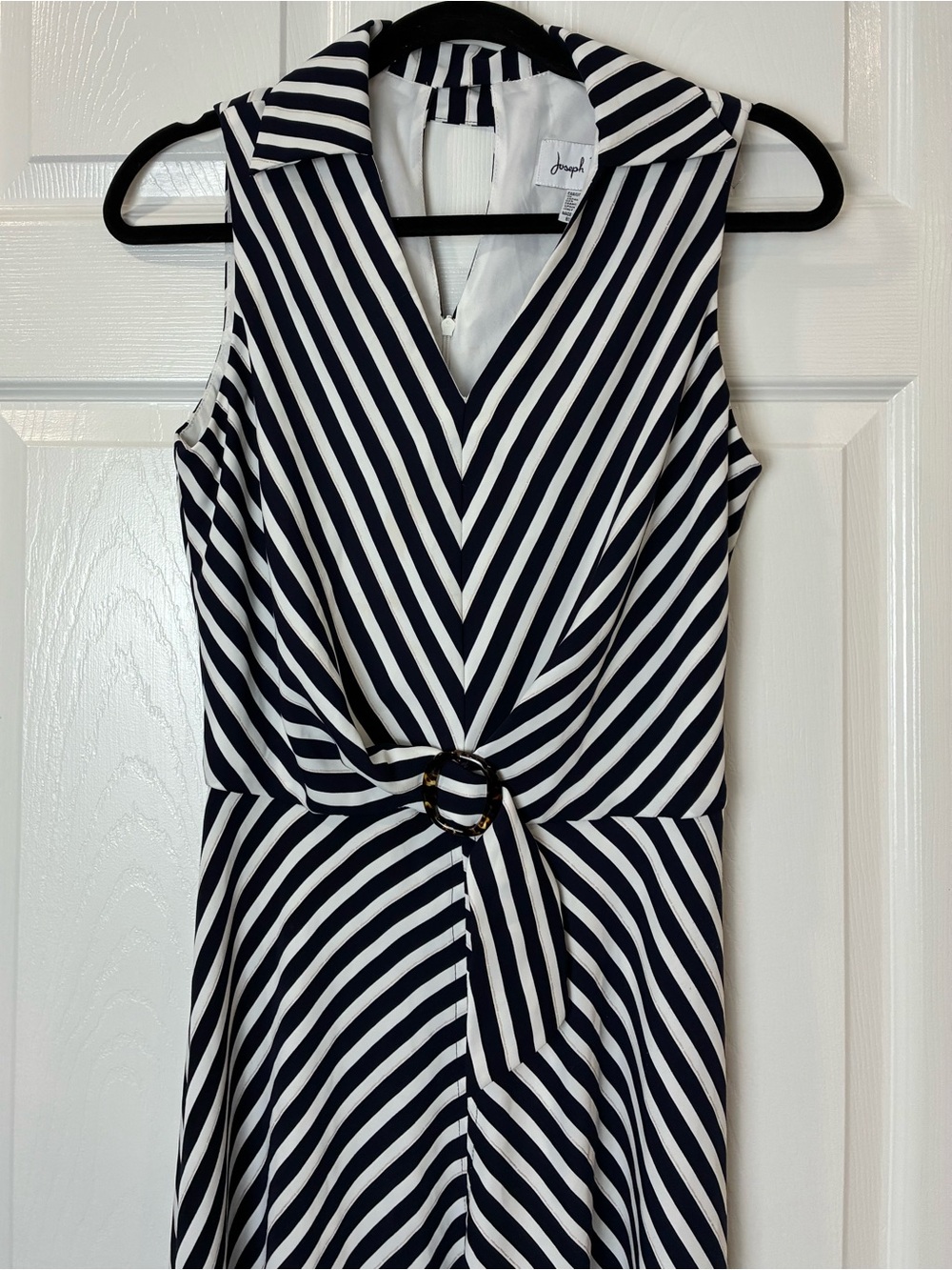 Joseph Ribkoff Dress Navy White Striped Maxi Ring Detail Size Medium nautical - Picture 5 of 11